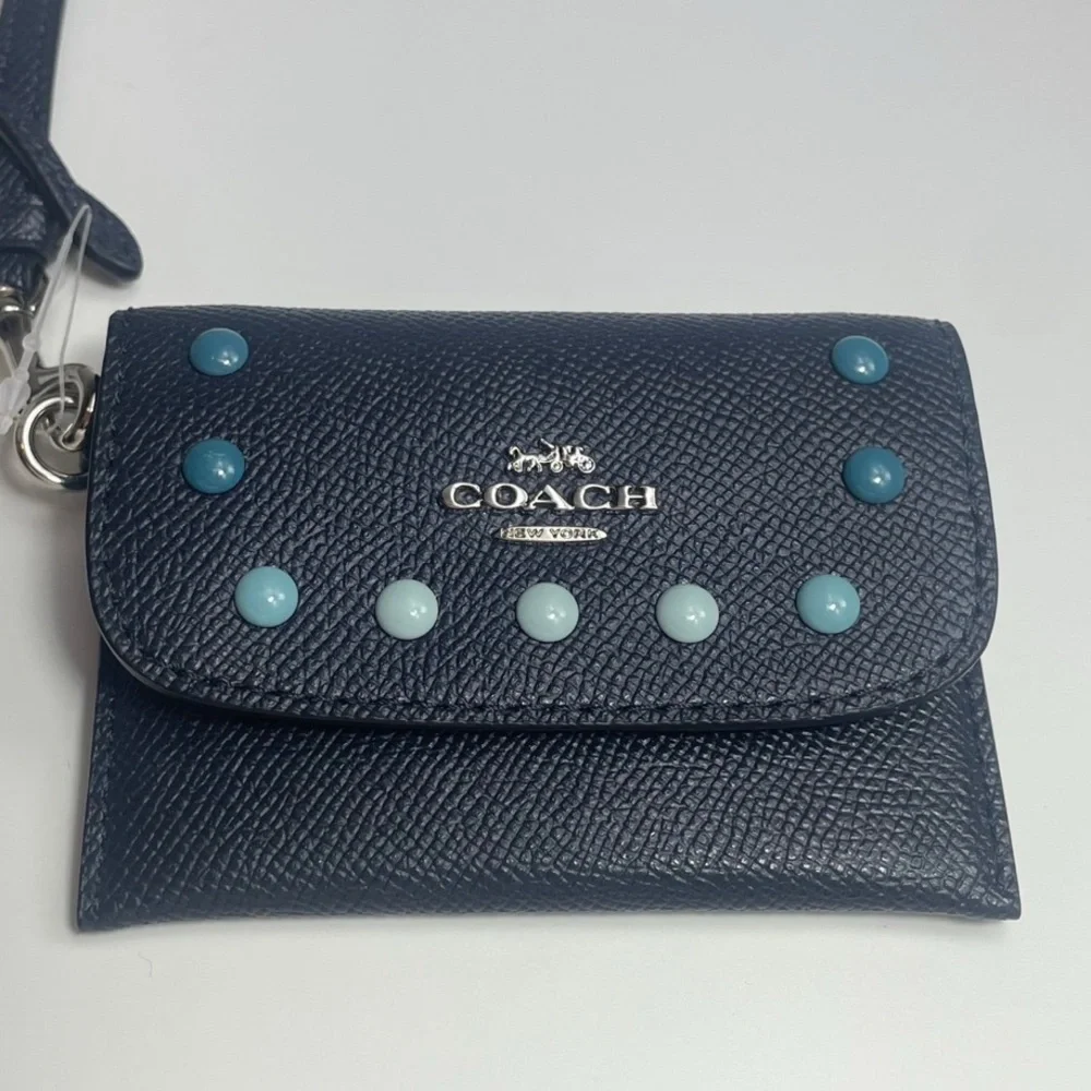NWOT COACH Rainbow Rivets Card Holder Pouch